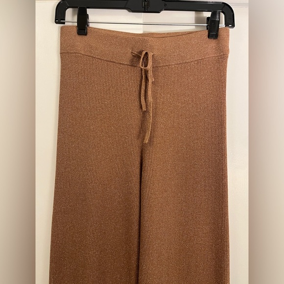 NWT A.L.C. Quentin Knit Wide-Leg Pants in Metallic/Brown, Size XS - Picture 8 of 15